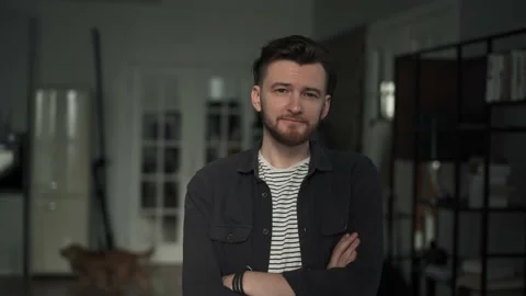 Smiling bearded man looking at camera. Stock Footage 169044126