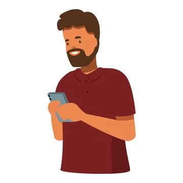 Smiling bearded man using smartphone, modern communication and lifestyle Stock Illustration