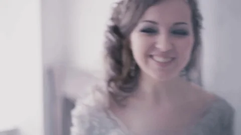 Smiling beautiful bride close-up Stock Footage 76510677