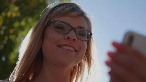 Smiling Beauty Remote Worker Young Beautiful Caucasian Woman Using Phone Stock-Footage 120473609