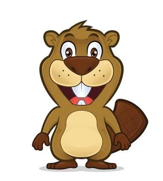 Smiling beaver standing Stock Illustration