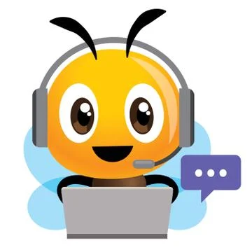 Smiling bee operator with headset and communicating with customer Stock-Illustration