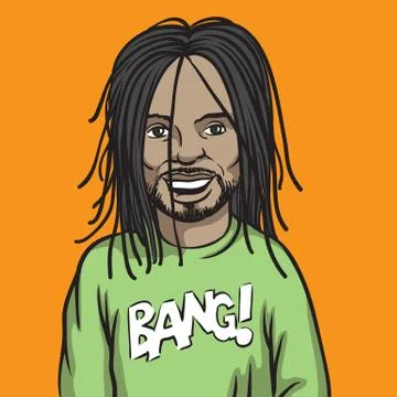 Smiling black man with dreadlocks Stock Illustration