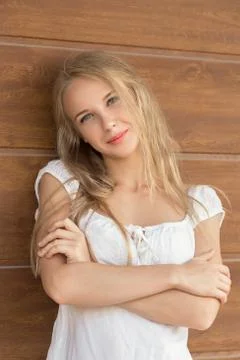 Smiling blond Stockfoto's