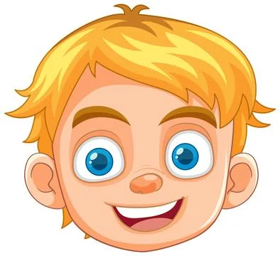 Smiling Blonde-Haired Boy with Blue Eyes Illustrazione stock