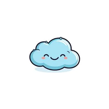 Smiling blue cloud illustration with cute expression brings a cheerful and .. Stock Illustration