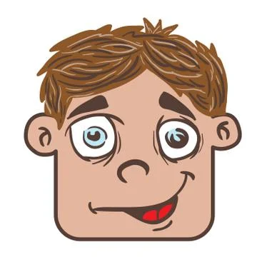Smiling boy head cartoon Illustrazione stock