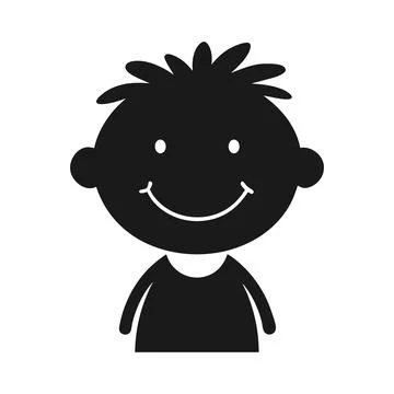 Smiling boy icon isolated on white Illustrazione stock
