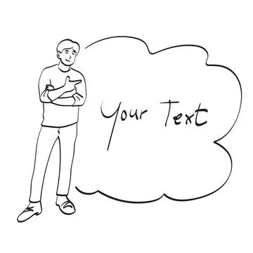 Smiling boy pointing blank space illustration vector hand drawn isolated イラスト素材