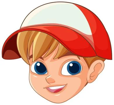 Smiling Boy in Red Cap Stock Illustration