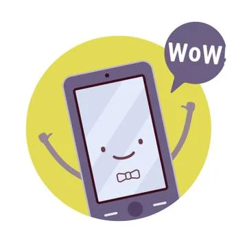 Smiling boy smartphone Stock Illustration