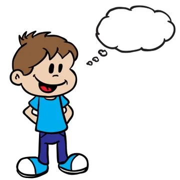 Smiling boy with thought bubble Stock Illustration