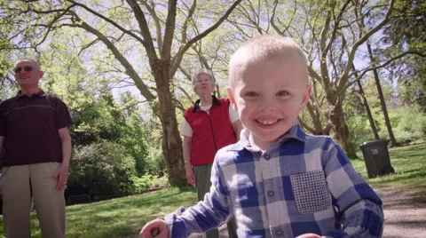 Smiling boy walking in park Stock Footage 64452853