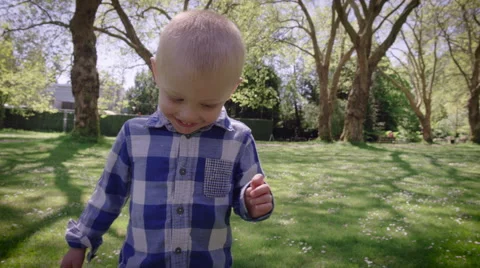 Smiling boy walking in park Stock Footage 64453139
