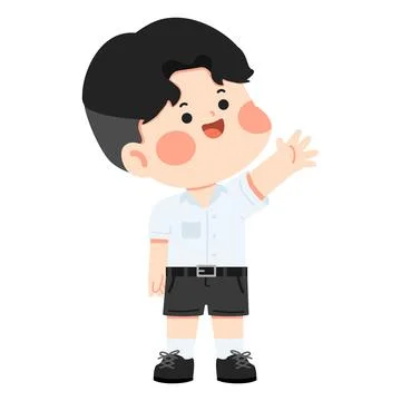 Smiling Boy Waving Hello Greeting Stock Illustration