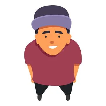 Smiling boy wearing a cap looking up at the camera Stock Illustration