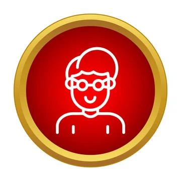 Smiling boy wearing glasses user avatar icon Stock Illustration
