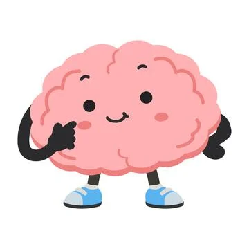 Smiling Brain Character Showing Positive Thinking And Intelligence Stock Illustration