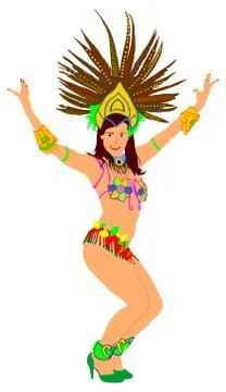 Smiling Brazil carnival dancer vector illustration isolated on white Stock Illustration
