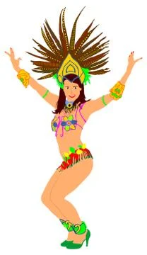 Smiling Brazil carnival dancer vector illustration isolated on white イラスト素材