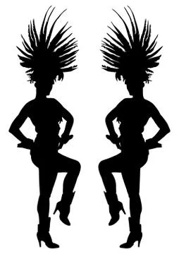 Smiling Brazil carnival dancer vector silhouette isolated on white Illustration
