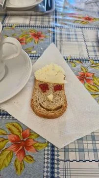 Smiling bread slice art Stock Photos