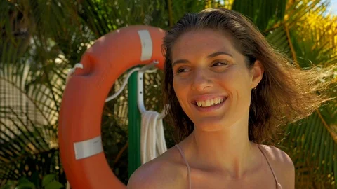 Smiling brunette model Stock Footage 107289534