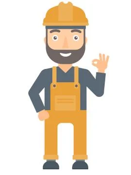 Smiling builder showing ok sign Stock Illustration