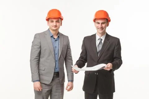 Smiling builders engineer work Foto stock