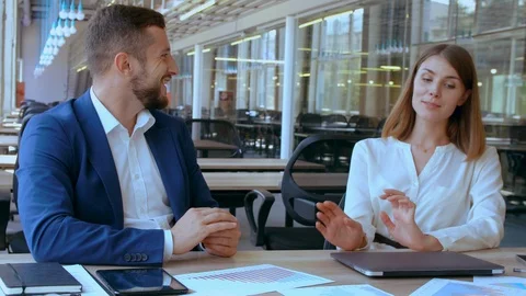 Smiling business people at work Stock Footage 103088662