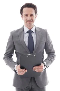 Smiling businessman with folder Stock Photos