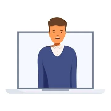 Smiling businessman having video call on laptop computer Stock Illustration