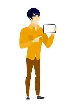 Smiling businessman holding tablet computer Stock Illustration