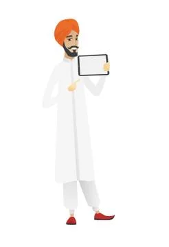 Smiling businessman holding tablet computer. Stock Illustration