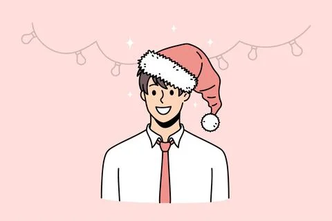 Smiling businessman in Santa hat celebrate Christmas Stock Illustration