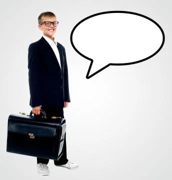 Smiling businessman with speech bubble Stock Photos