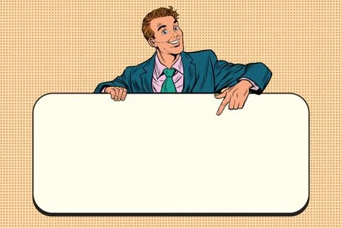 Smiling businessmen presenting empty board 库存插图