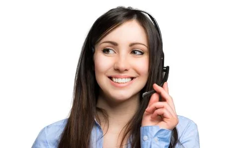 Smiling call center operator Stock Photos