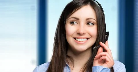Smiling call center operator Stock Photos