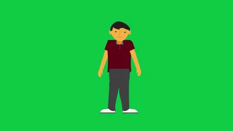 Smiling cartoon character indicating left with hand animation. Stock Footage 309771798