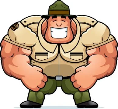 Smiling Cartoon Drill Sergeant Stock Illustration
