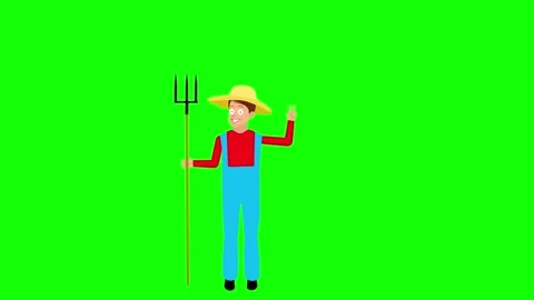 Smiling Cartoon Farmer Stock Footage 320440556