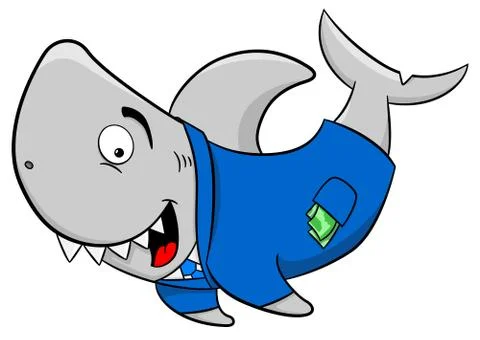 Smiling cartoon financial shark Stock Illustration
