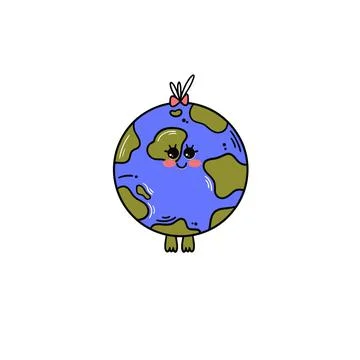 Smiling cartoon flat globe. Happy Earth day. Happy cute funny Earth emoji. Illustrazione stock