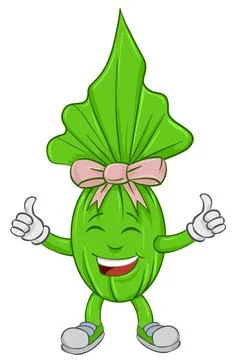 Smiling cartoon green Easter egg with thumbs up. vector illustration Stock Illustration