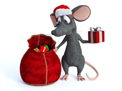 Smiling cartoon mouse handing out presents. Stock Illustration
