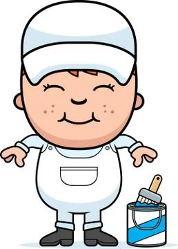 Smiling cartoon painter Stock Illustration