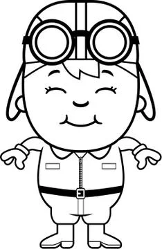 Smiling Cartoon Pilot Stock Illustration