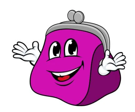 Smiling cartoon purse with hands Stock Illustration