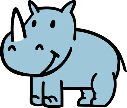 Smiling cartoon rhino Stock Illustration